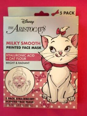 2/$20 - Disney Aristocats Hyaluronic Printed Strawberry Face Mask - 5 Pack